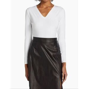 🆕 Spanx Long Sleeve V-Neck Bodysuit White Size S